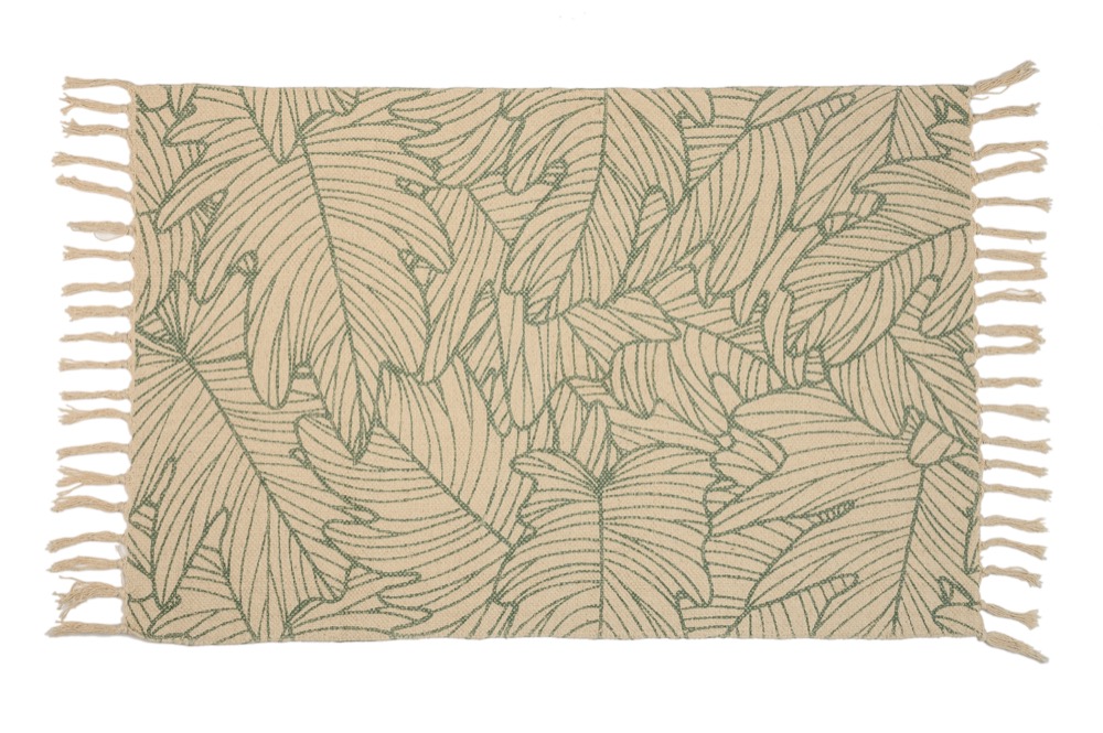 COTTON MAT GREEN LEAVES 60X90